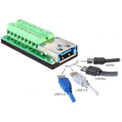 Delock Adapter Multiport USB 3.0 + eSATAp female Terminal Block 18pin